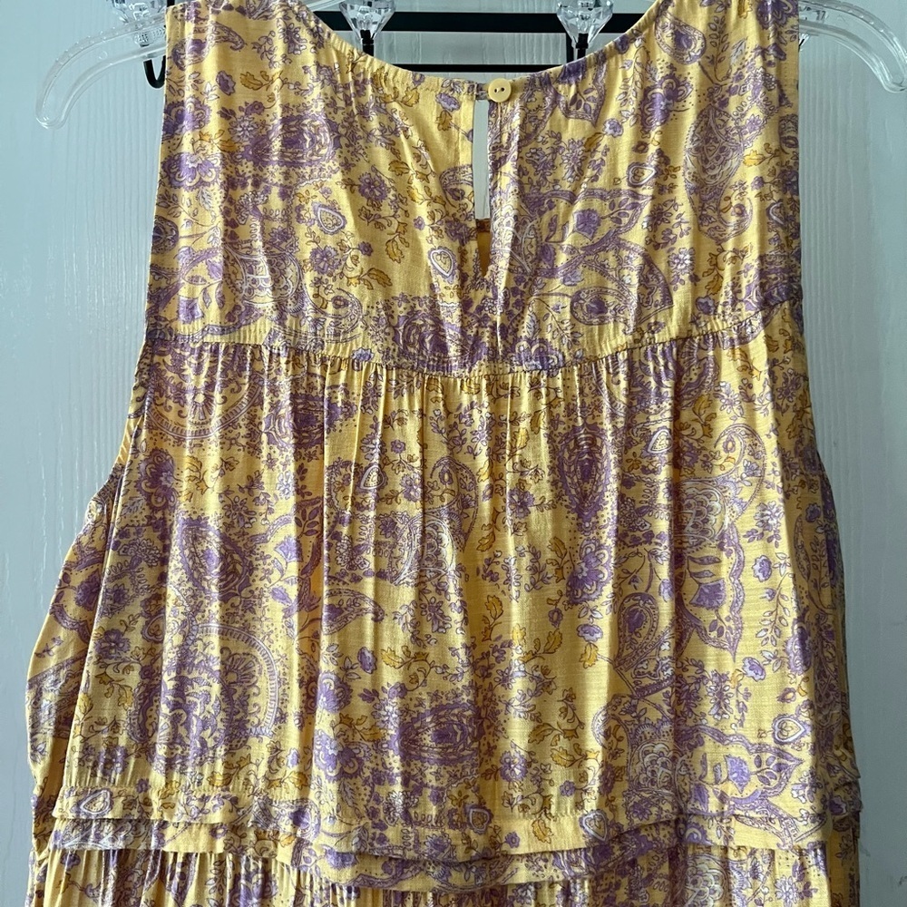 J.Jill Yellow Purple Floral Paisley Tiered Sleeveless Dress - Picture 8 of 10